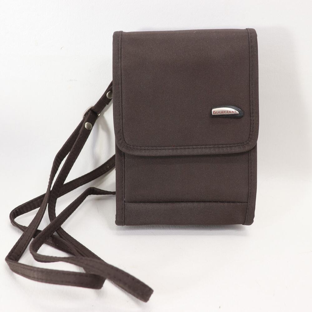 Travelon Crossbody Handbag S Brown Nylon Organizer Bag Lined Travel Pockets Adj
